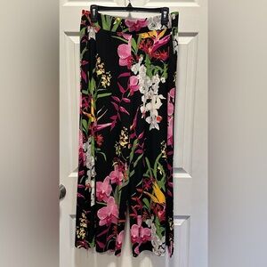 G.I.L.I. Jetsetter Black Tropical Side Slit Pants, wide-leg design Size MP